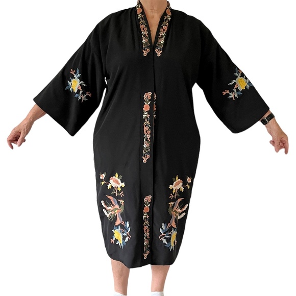Top Shop Kimono Size 6 Black/Peach Reversible - Picture 2 of 12